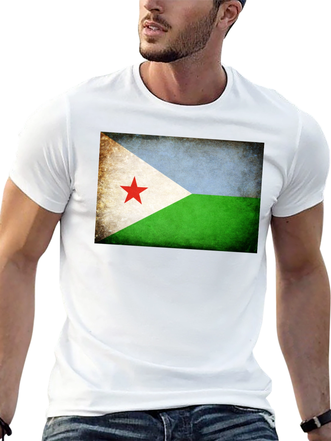 Djibouti Flag T-Shirt - Black Crew Neck Tee