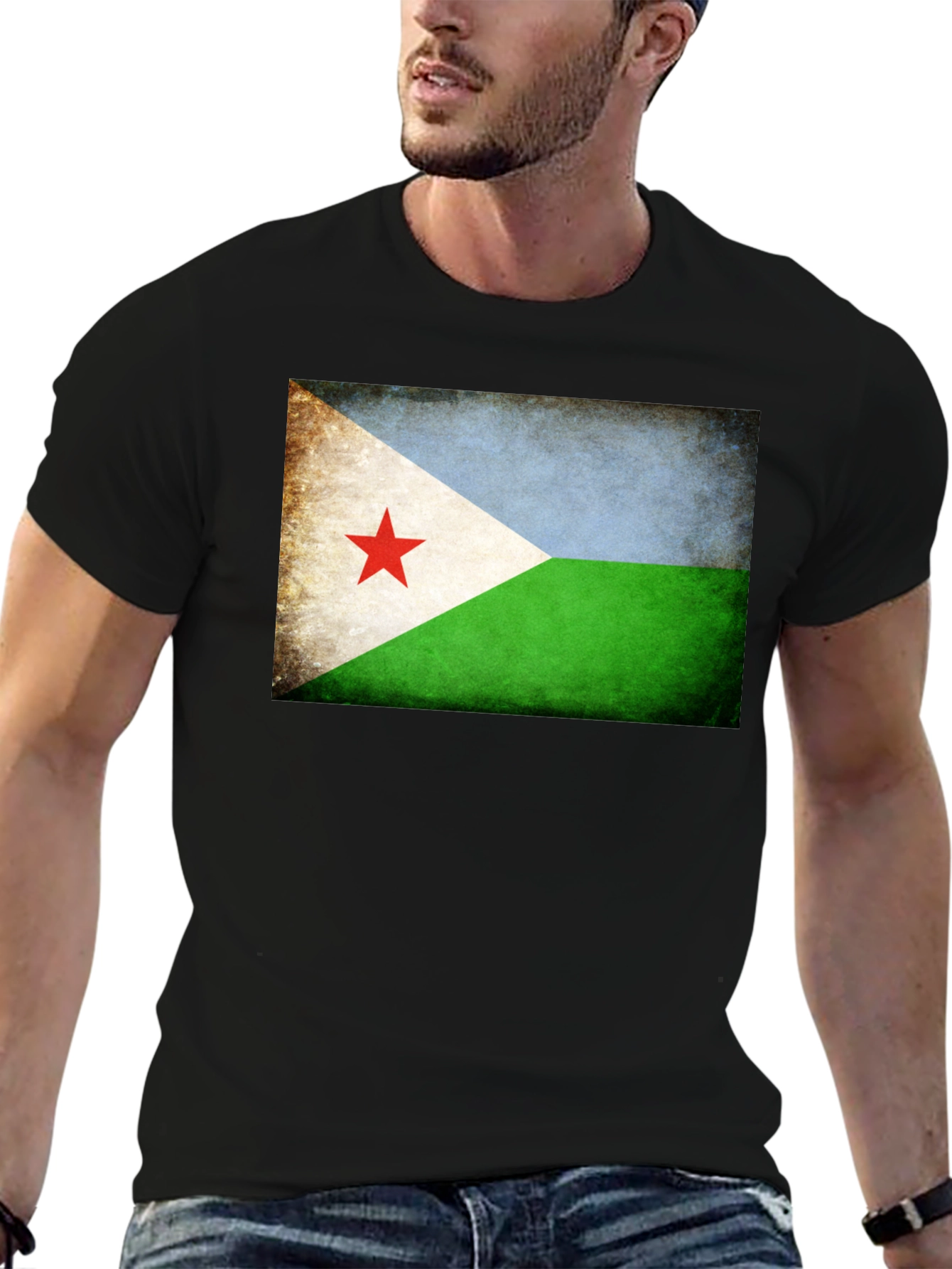 Djibouti Flag T-Shirt - Black Crew Neck Tee