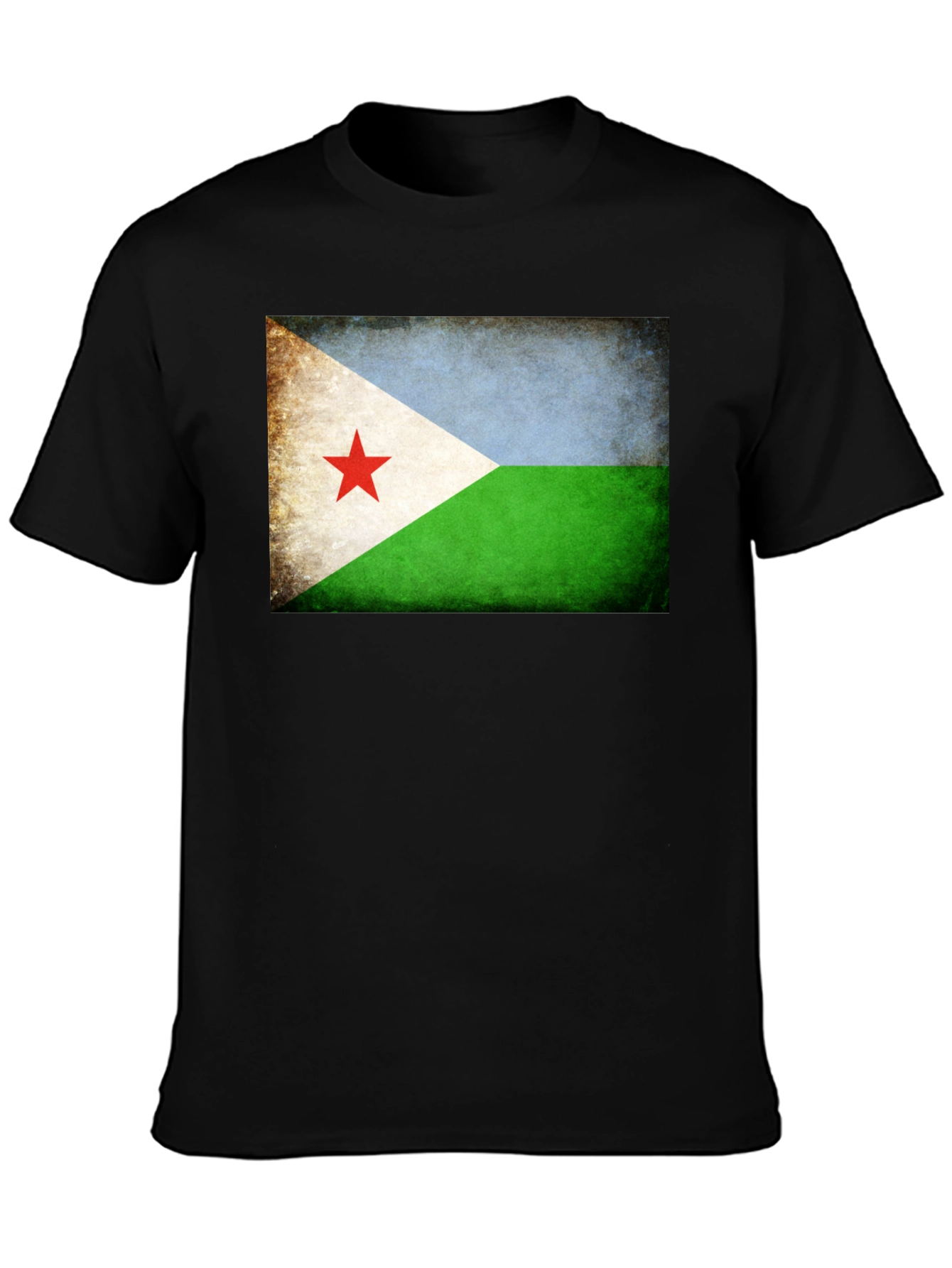 Djibouti Flag T-Shirt - Black Crew Neck Tee