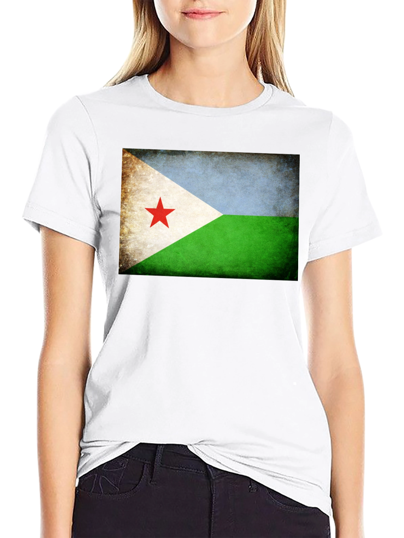Djibouti Flag T-Shirt - Black Crew Neck Tee