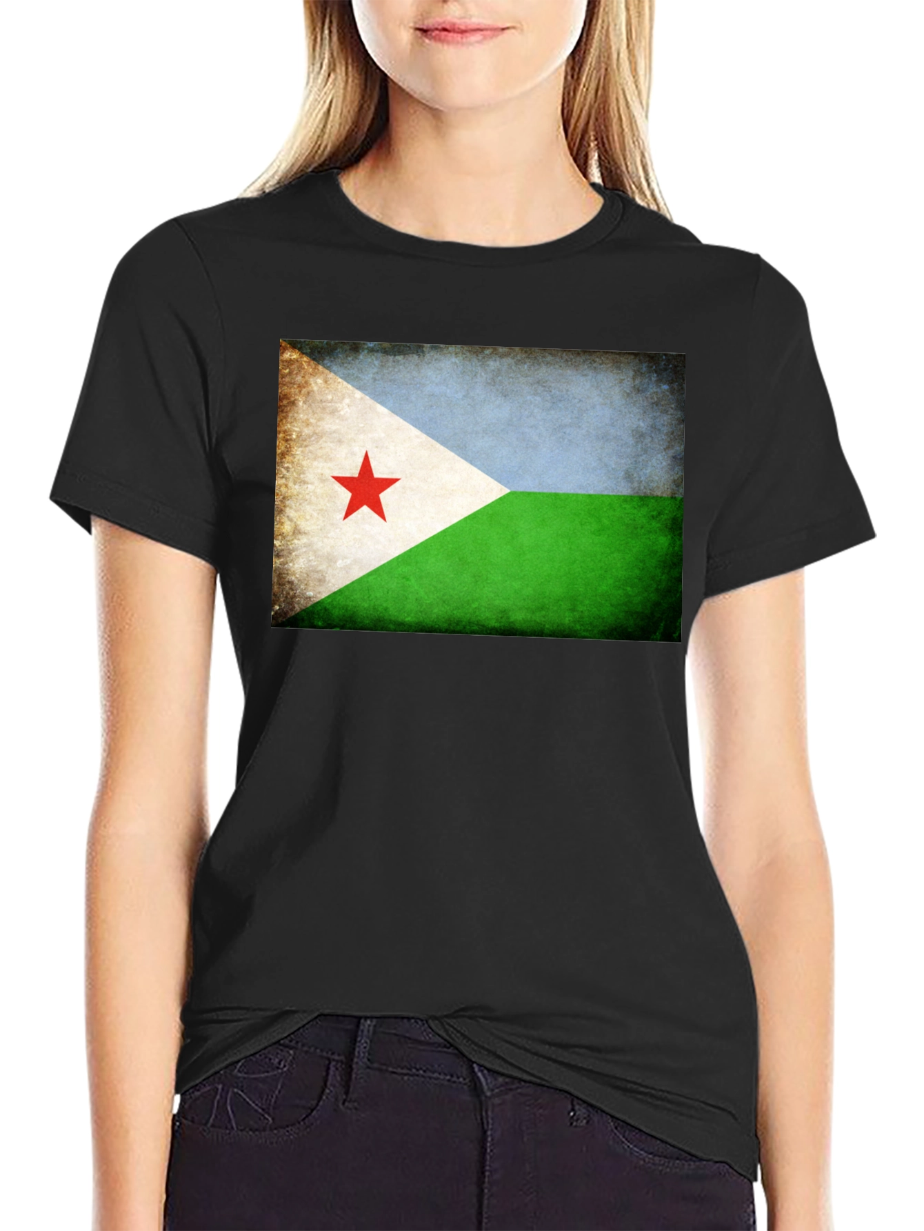 Djibouti Flag T-Shirt - Black Crew Neck Tee