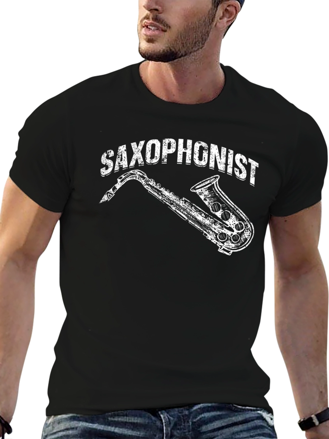 Saxophonist Graphic T-Shirt - Black