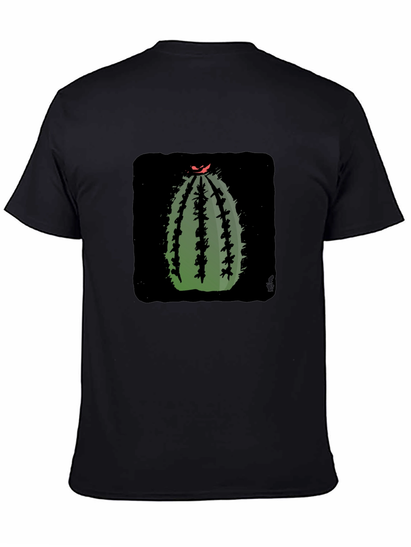 Cactus Graphic Print Black T-Shirt