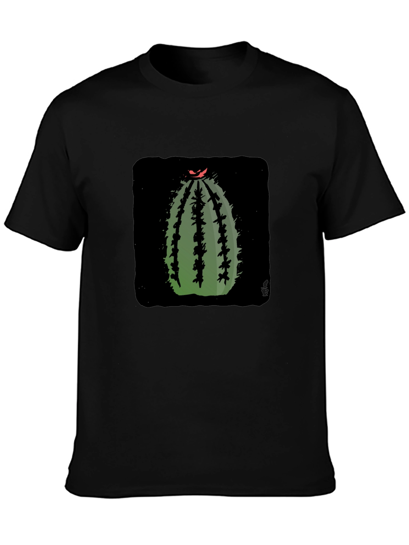 Cactus Graphic Print Black T-Shirt