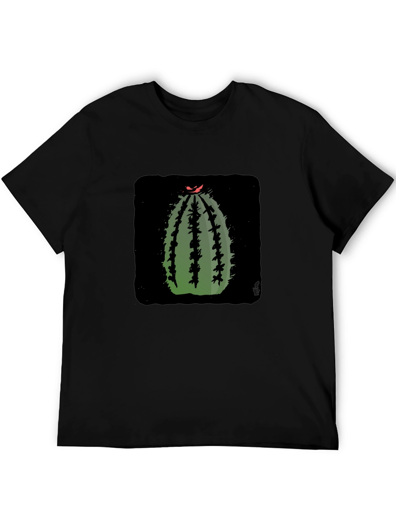 Cactus Graphic Print Black T-Shirt