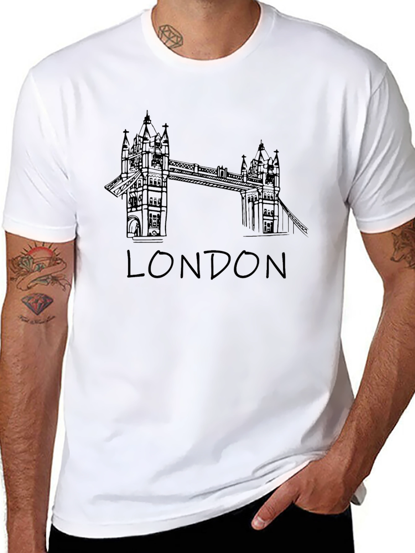 London Bridge Graphic Tee - Black Crew Neck