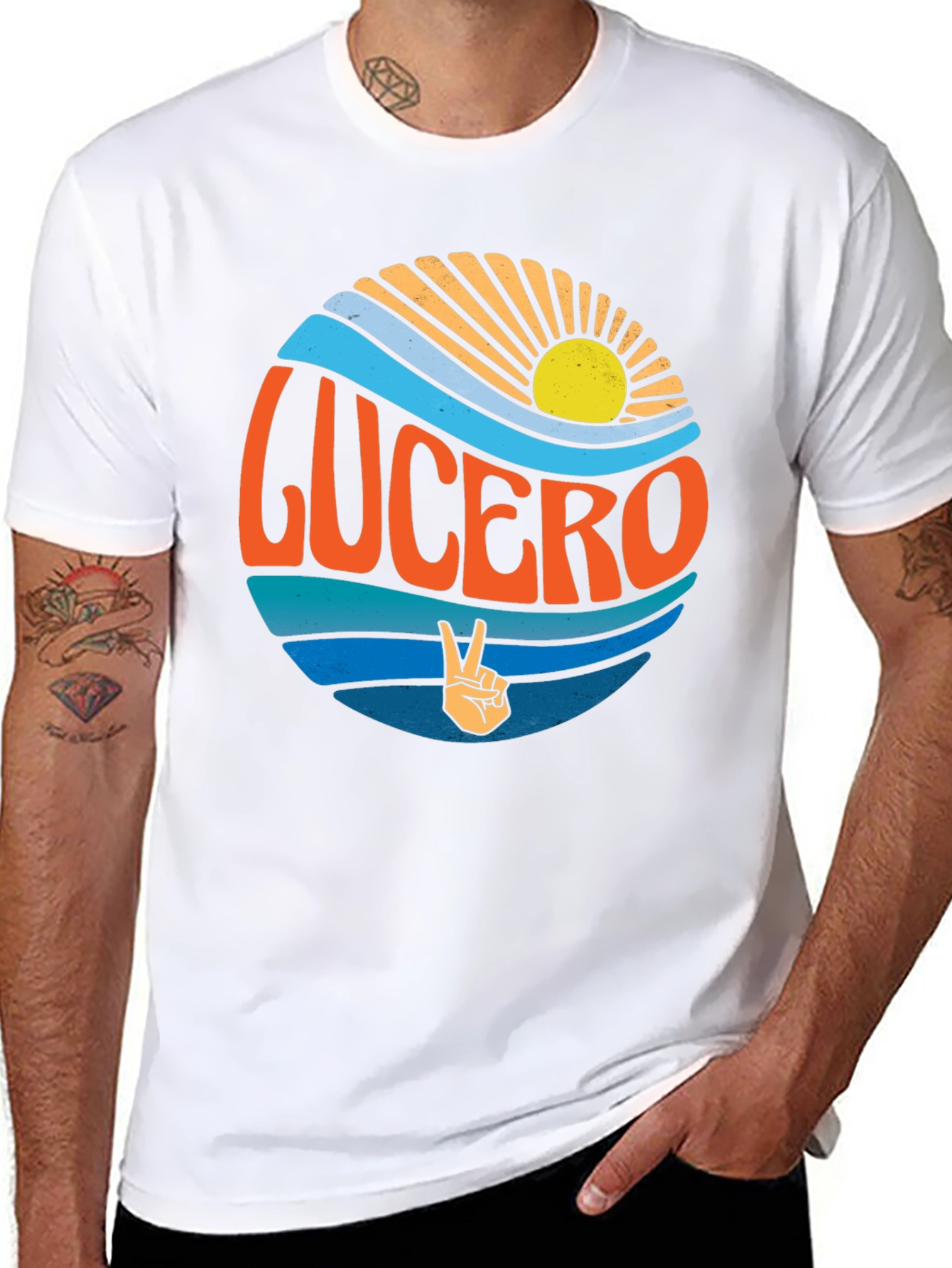 Lucero Band T-Shirt - Retro Sun & Waves Design