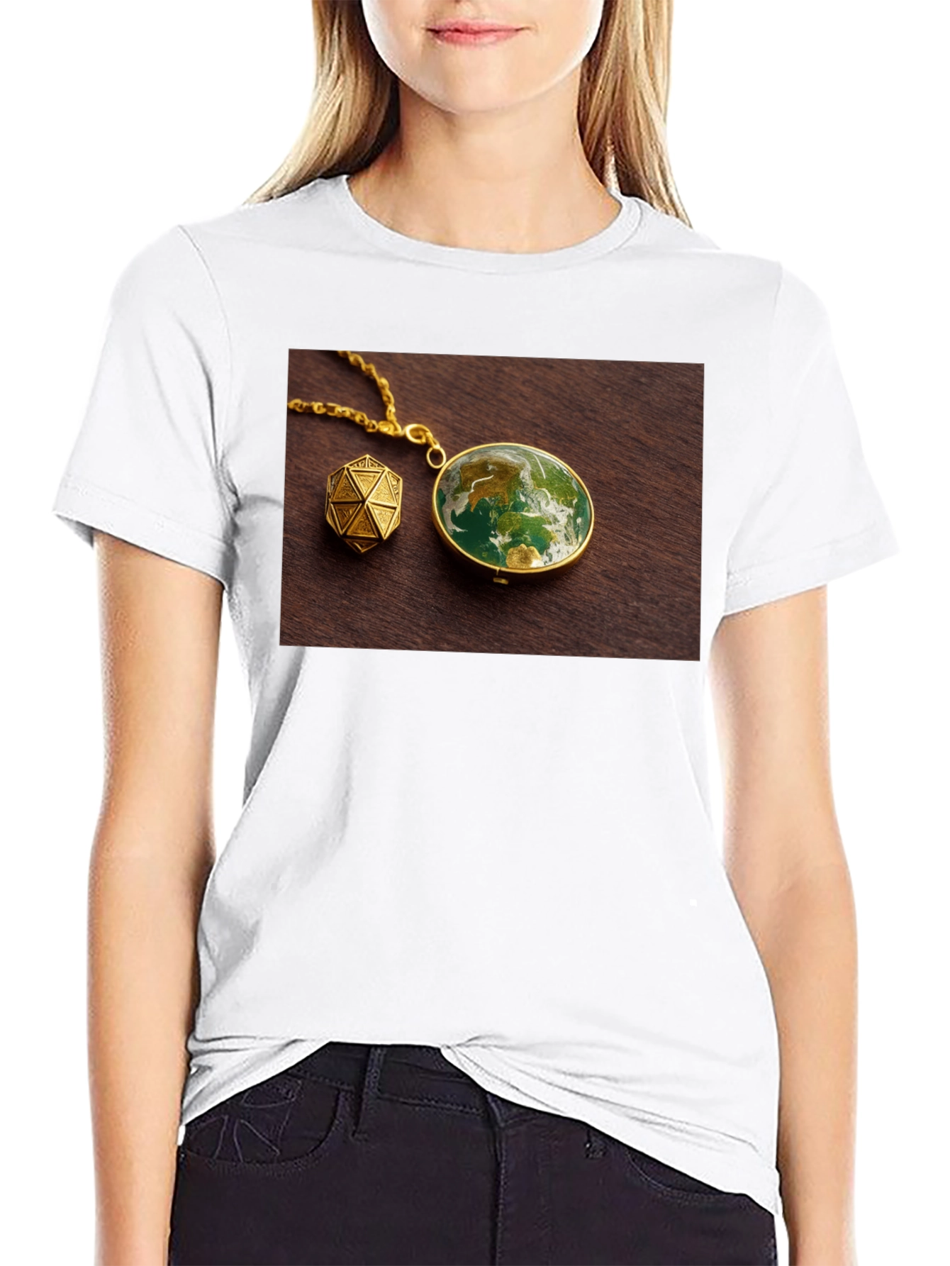 Earth Globe Pendant Graphic Tee - Unique Design!