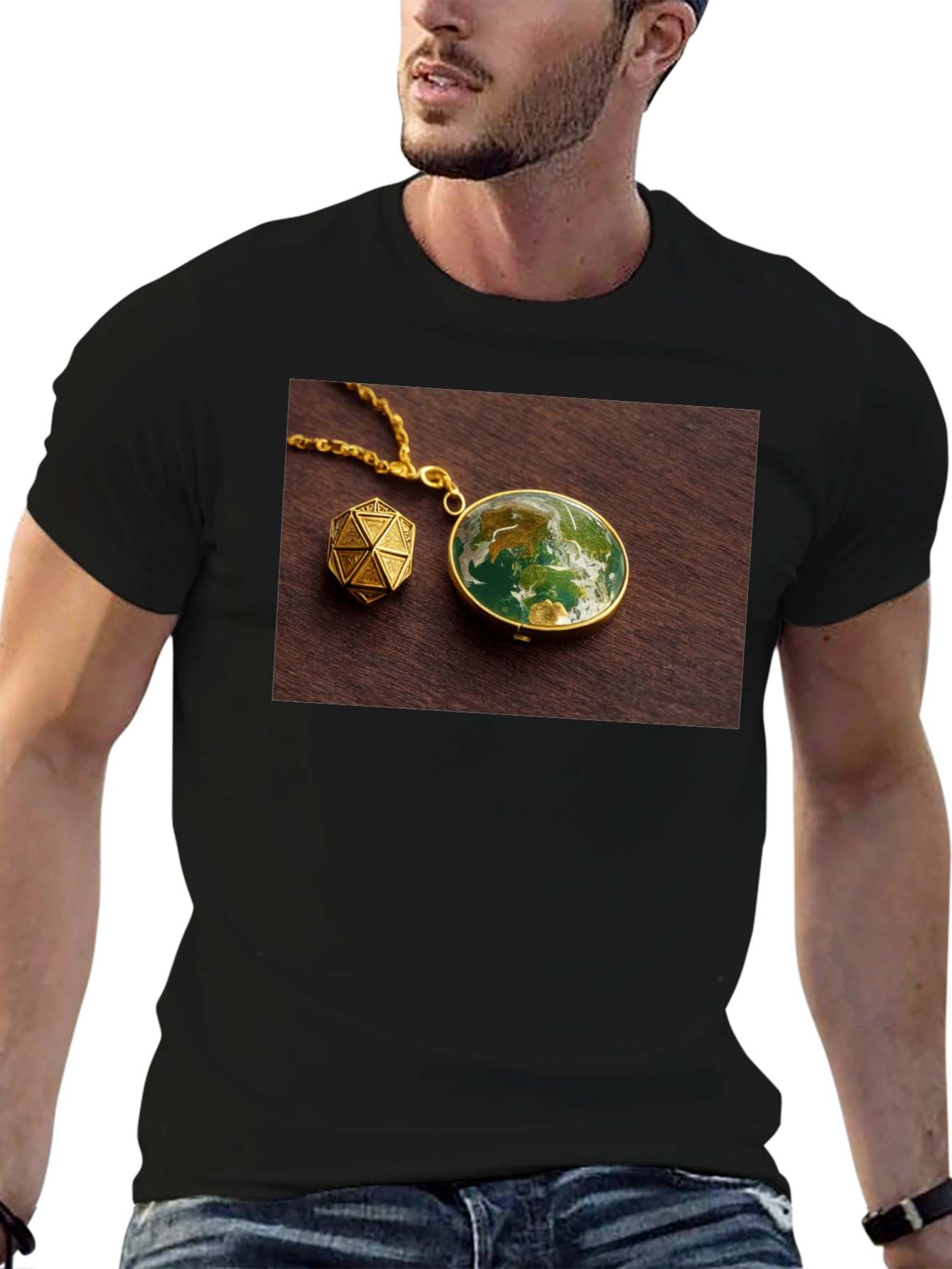 Earth Globe Pendant Graphic Tee - Unique Design!