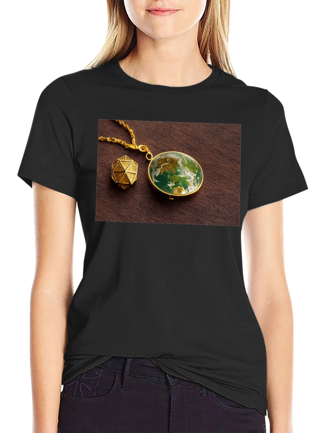 Earth Globe Pendant Graphic Tee - Unique Design!
