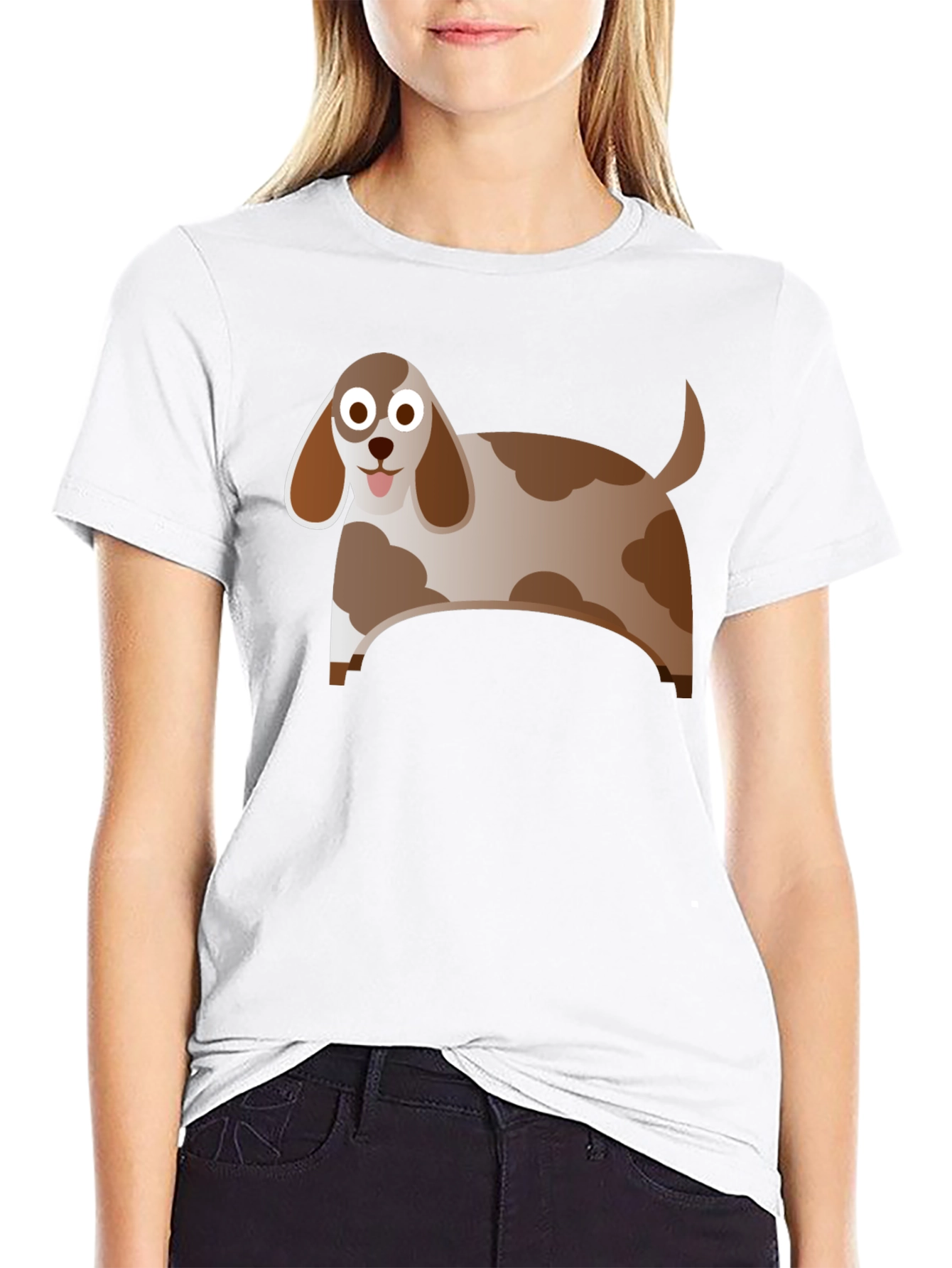 Cartoon Dog Graphic Tee - Black Casual Shirt