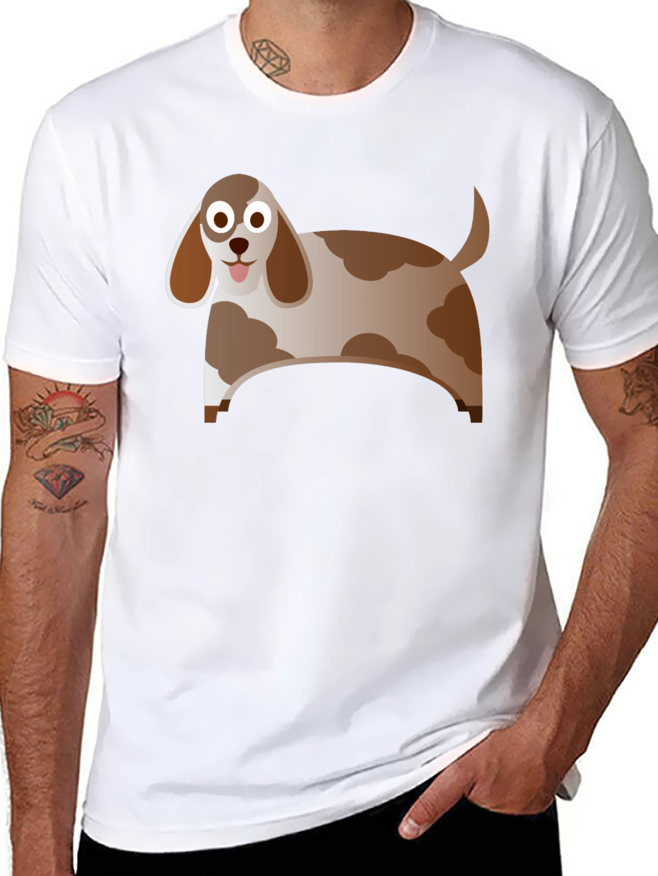 Cartoon Dog Graphic Tee - Black Casual Shirt
