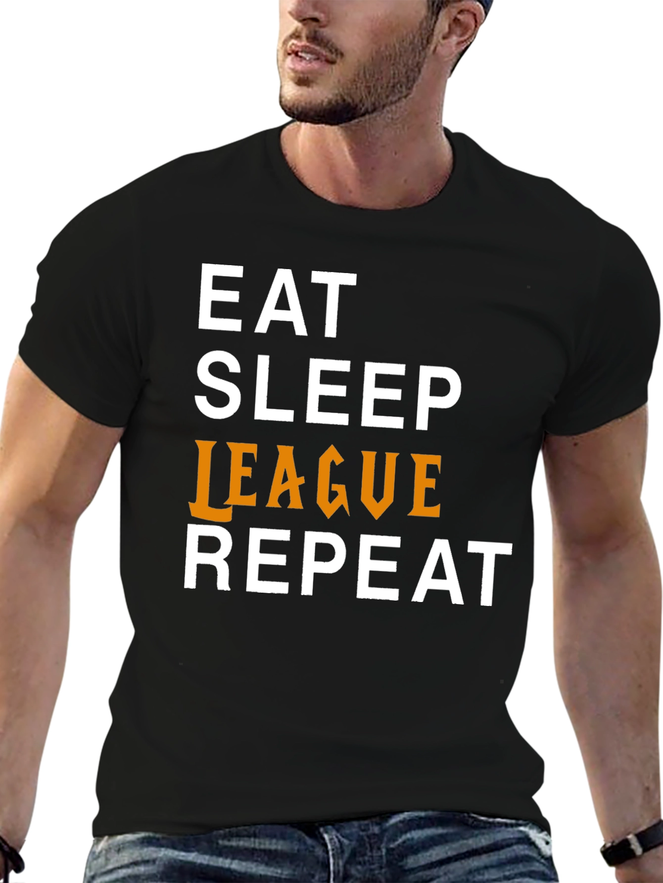Eat Sleep League Repeat Graphic Tee - Black