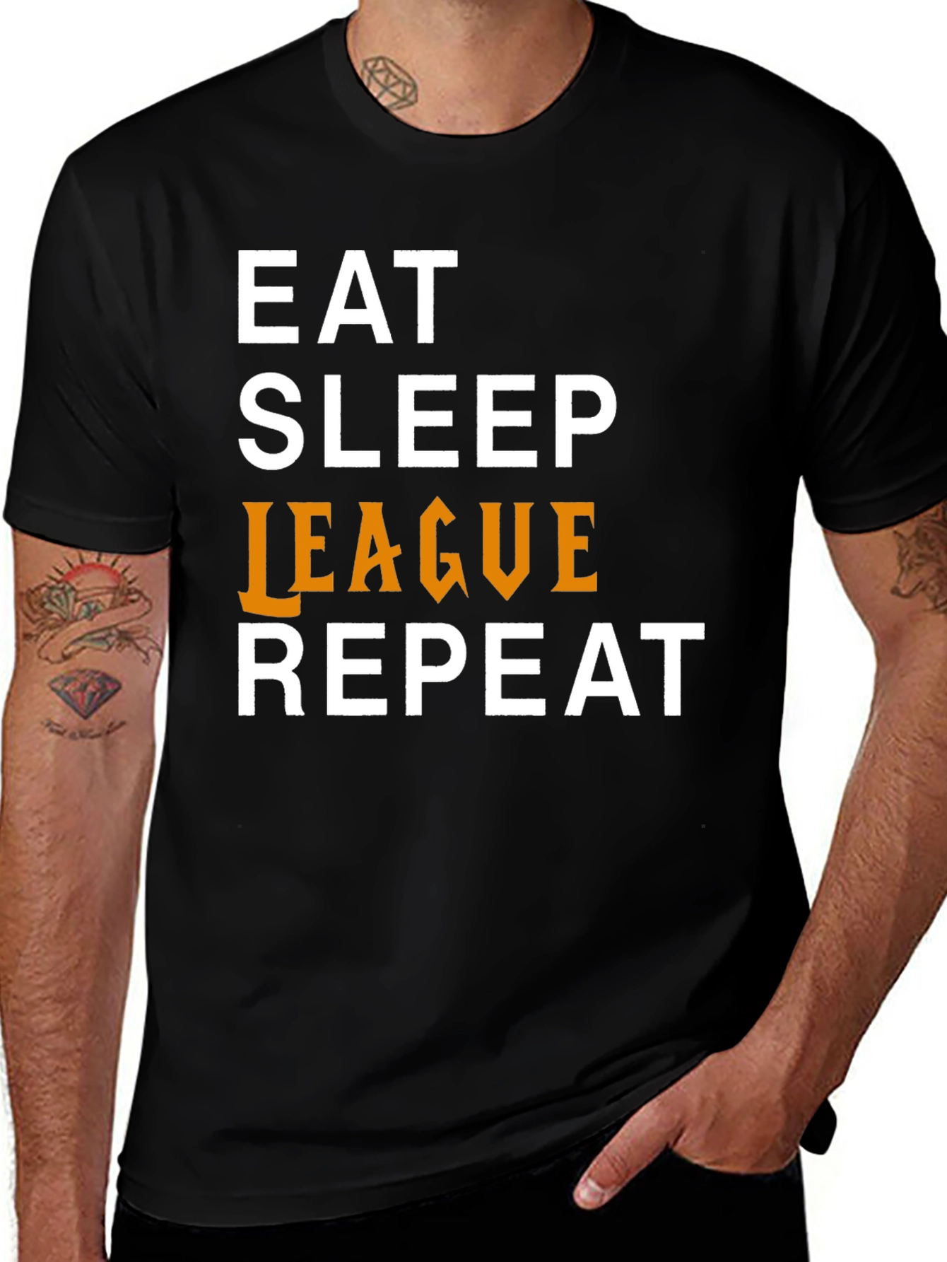 Eat Sleep League Repeat Graphic Tee - Black