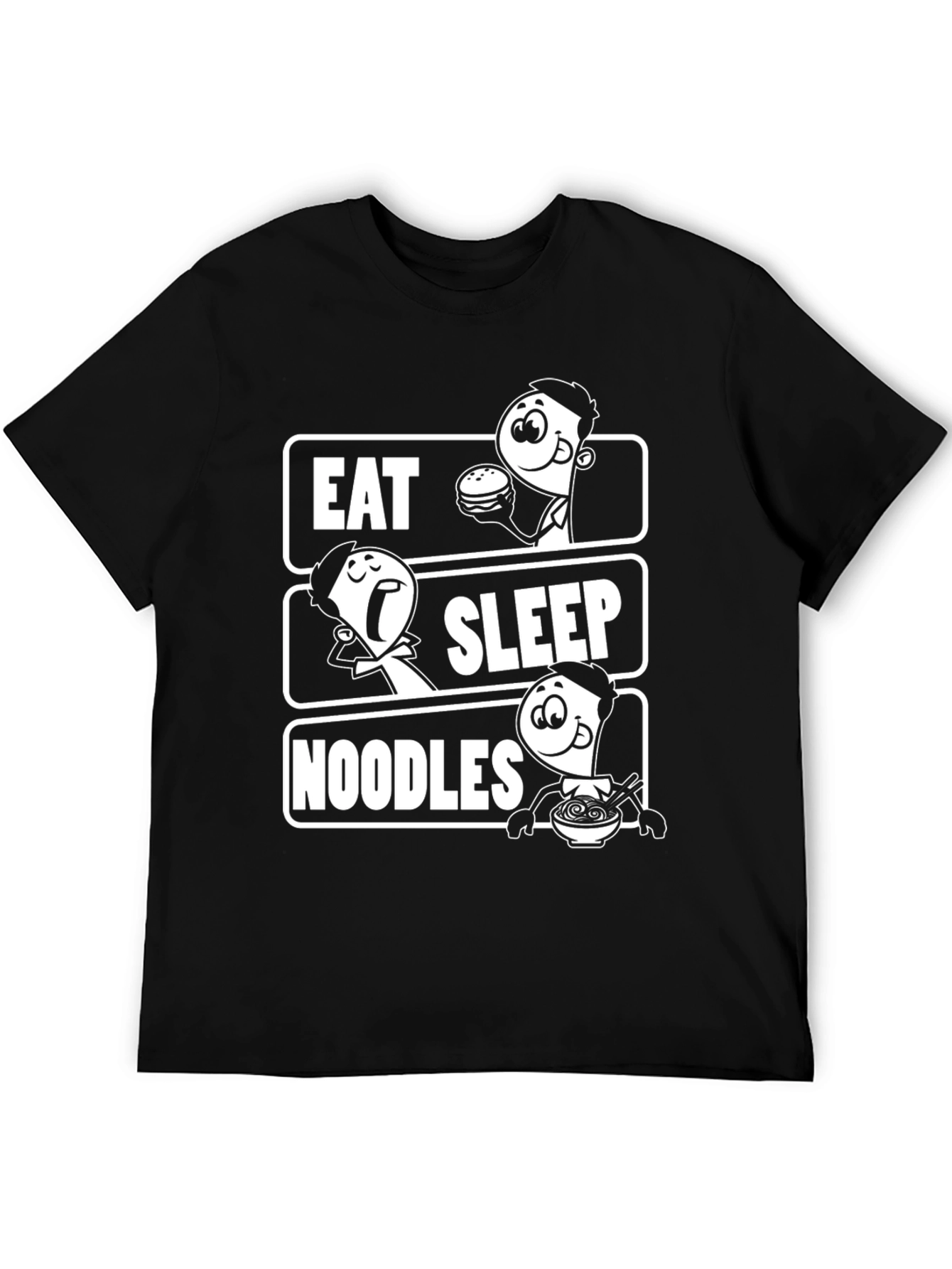 Eat Sleep Noodles Graphic Tee -  Black Unisex T-Shirt