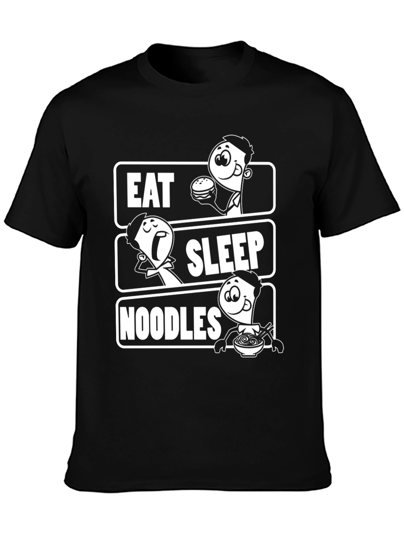 Eat Sleep Noodles Graphic Tee -  Black Unisex T-Shirt