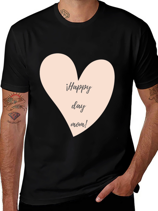 Happy Day Mom T-Shirt - Black Crew Neck