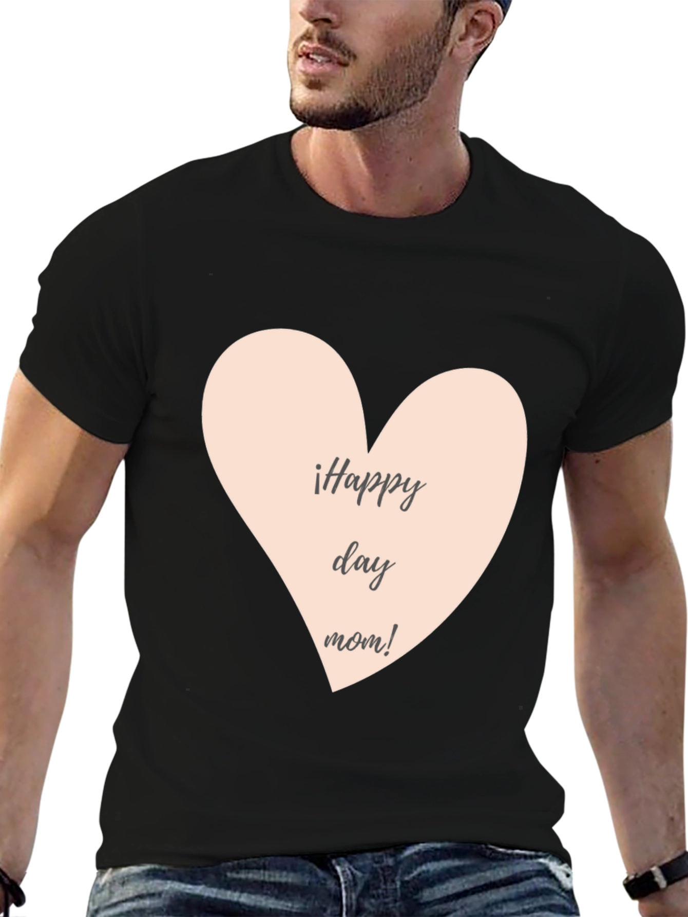 Happy Day Mom T-Shirt - Black Crew Neck
