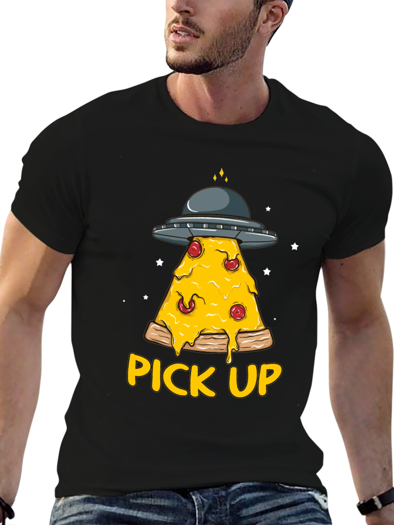 Pizza Pick Up Alien UFO T-Shirt