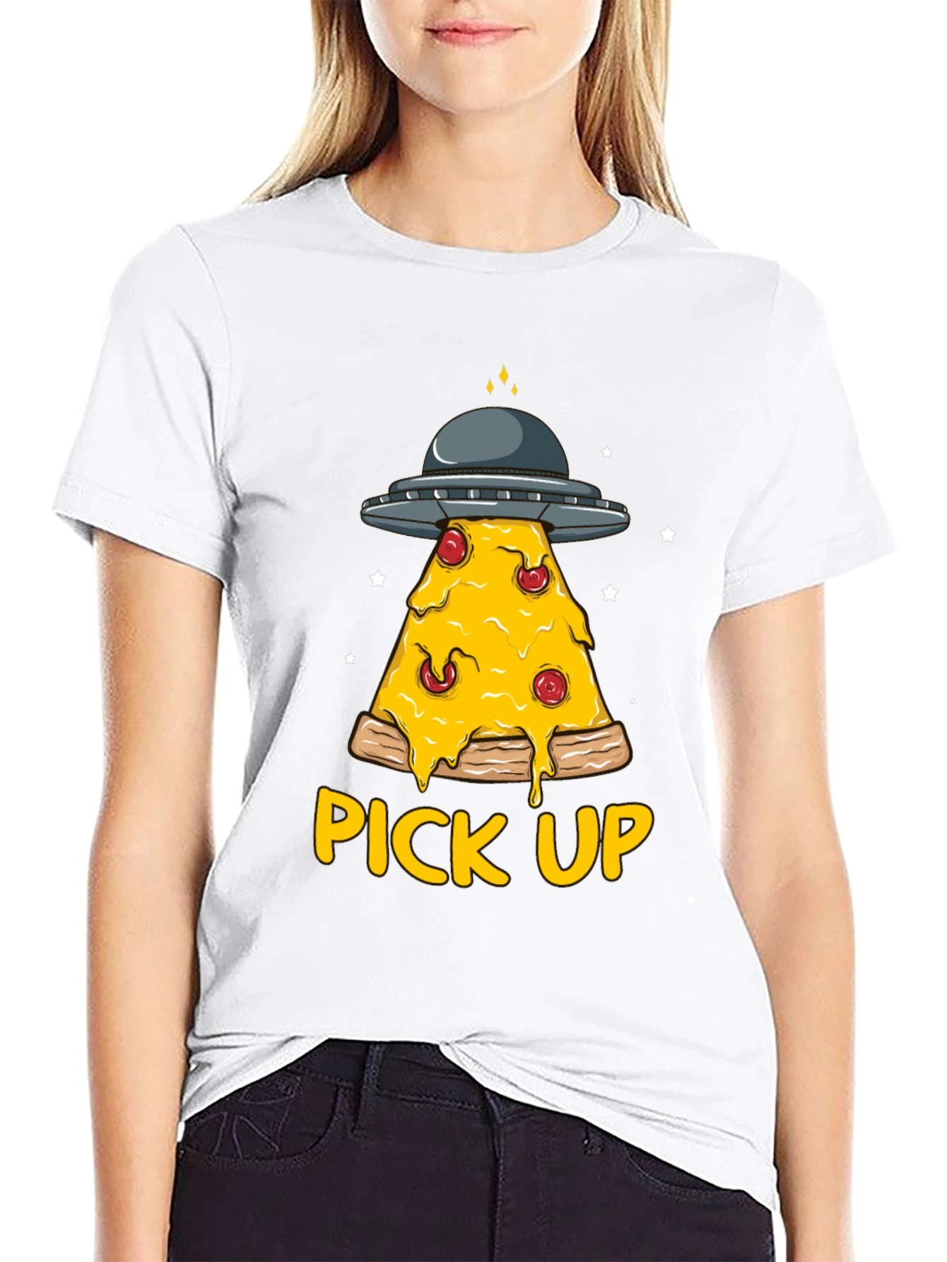 Pizza Pick Up Alien UFO T-Shirt