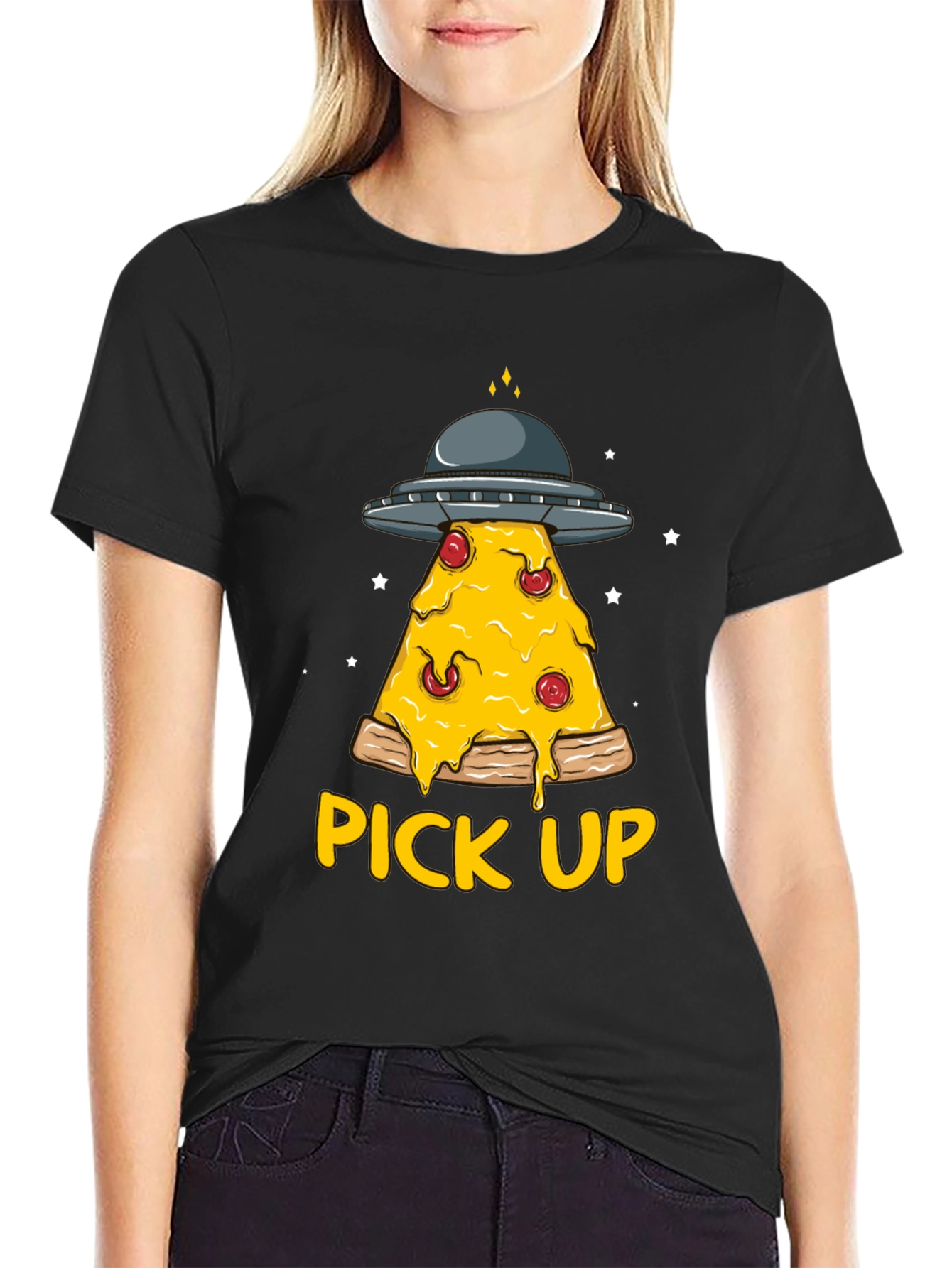 Pizza Pick Up Alien UFO T-Shirt