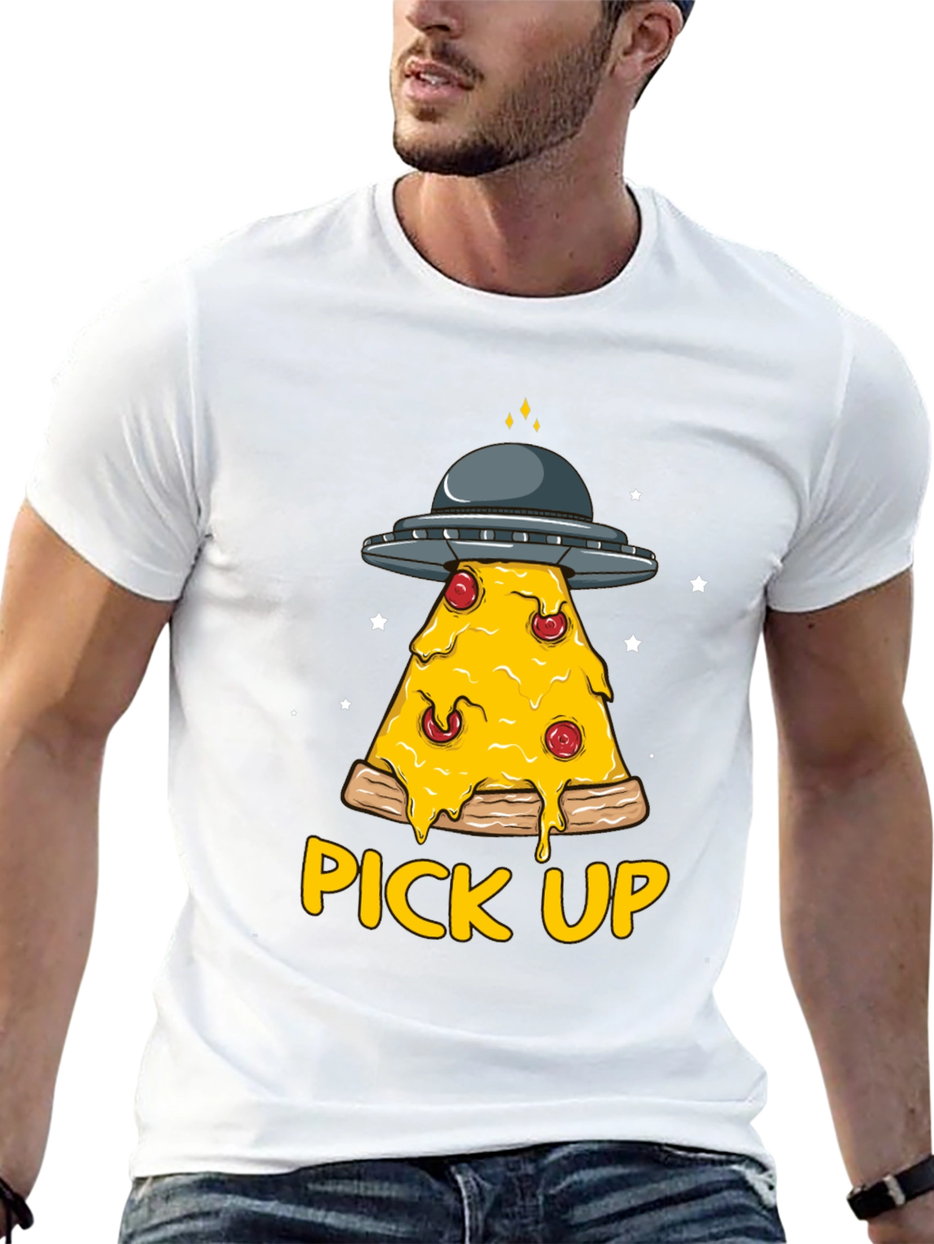 Pizza Pick Up Alien UFO T-Shirt