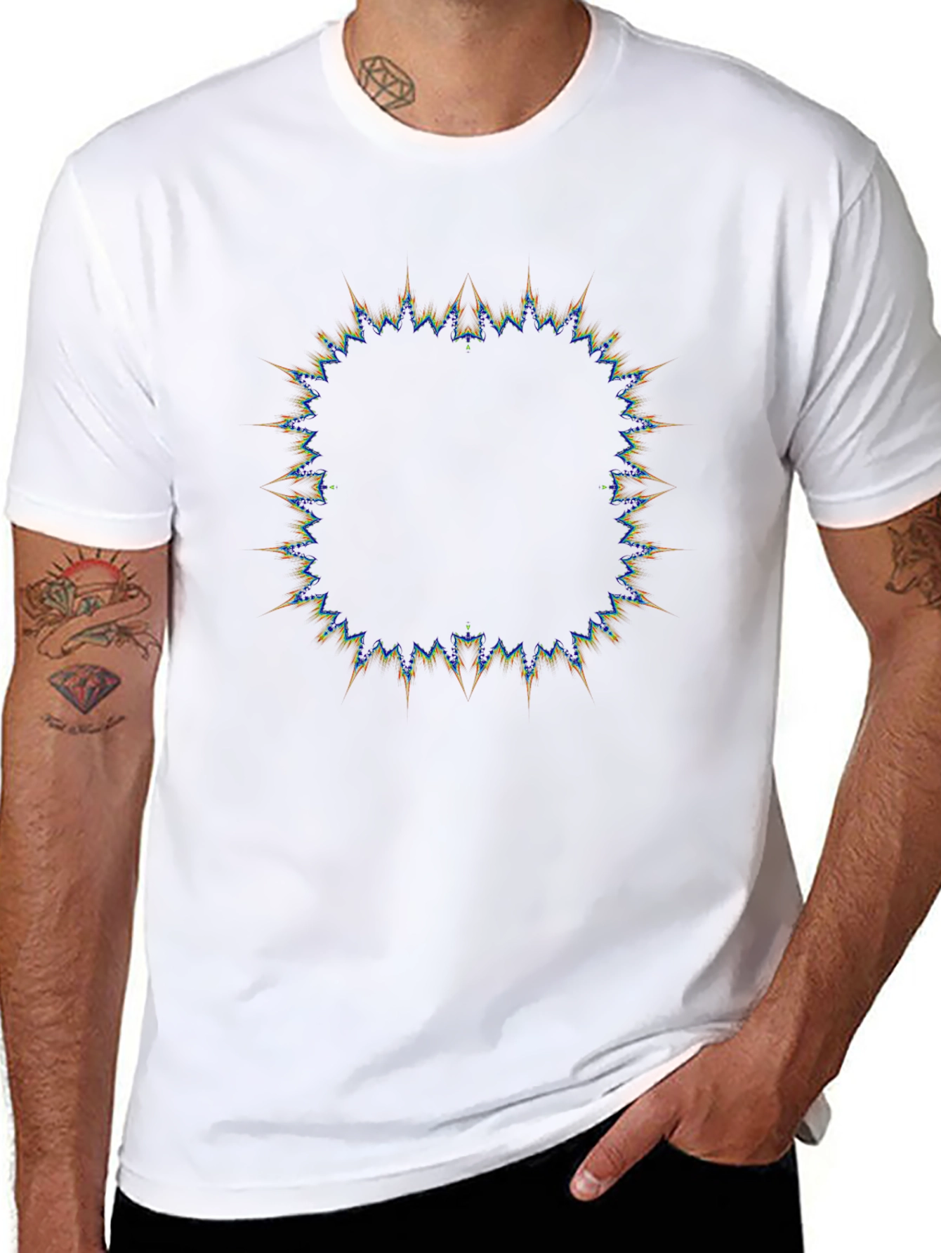 Abstract Sunburst Graphic Black T-Shirt