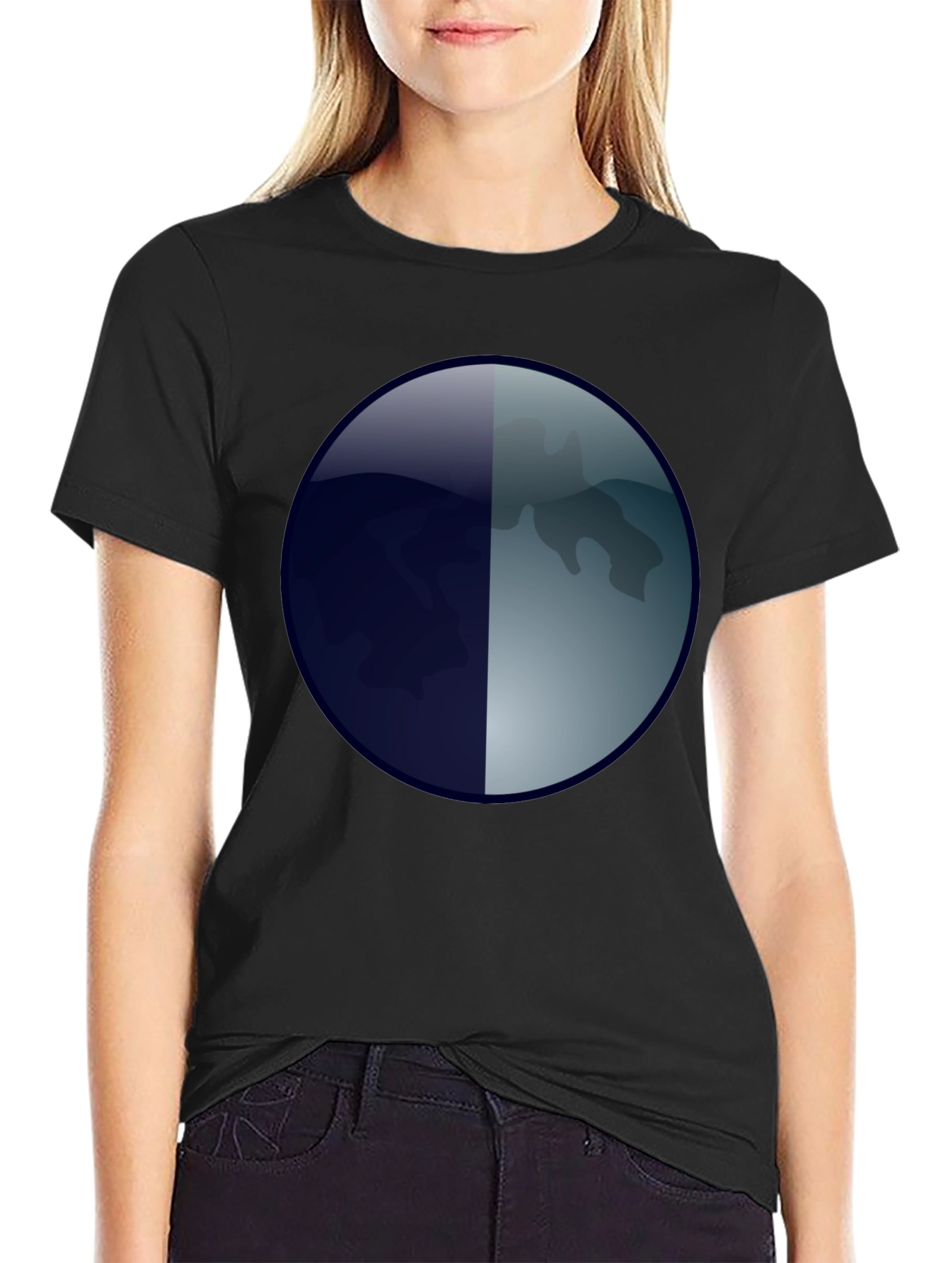 Abstract Moon Graphic T-Shirt - Mens Black Tee