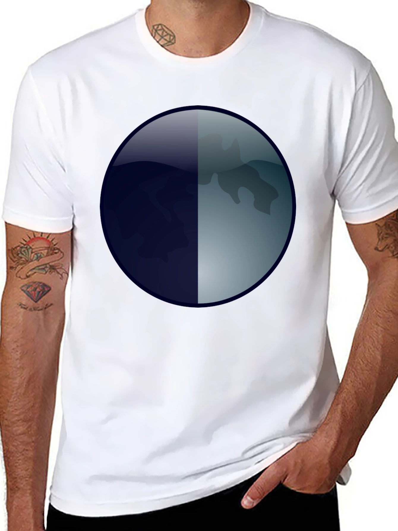 Abstract Moon Graphic T-Shirt - Mens Black Tee
