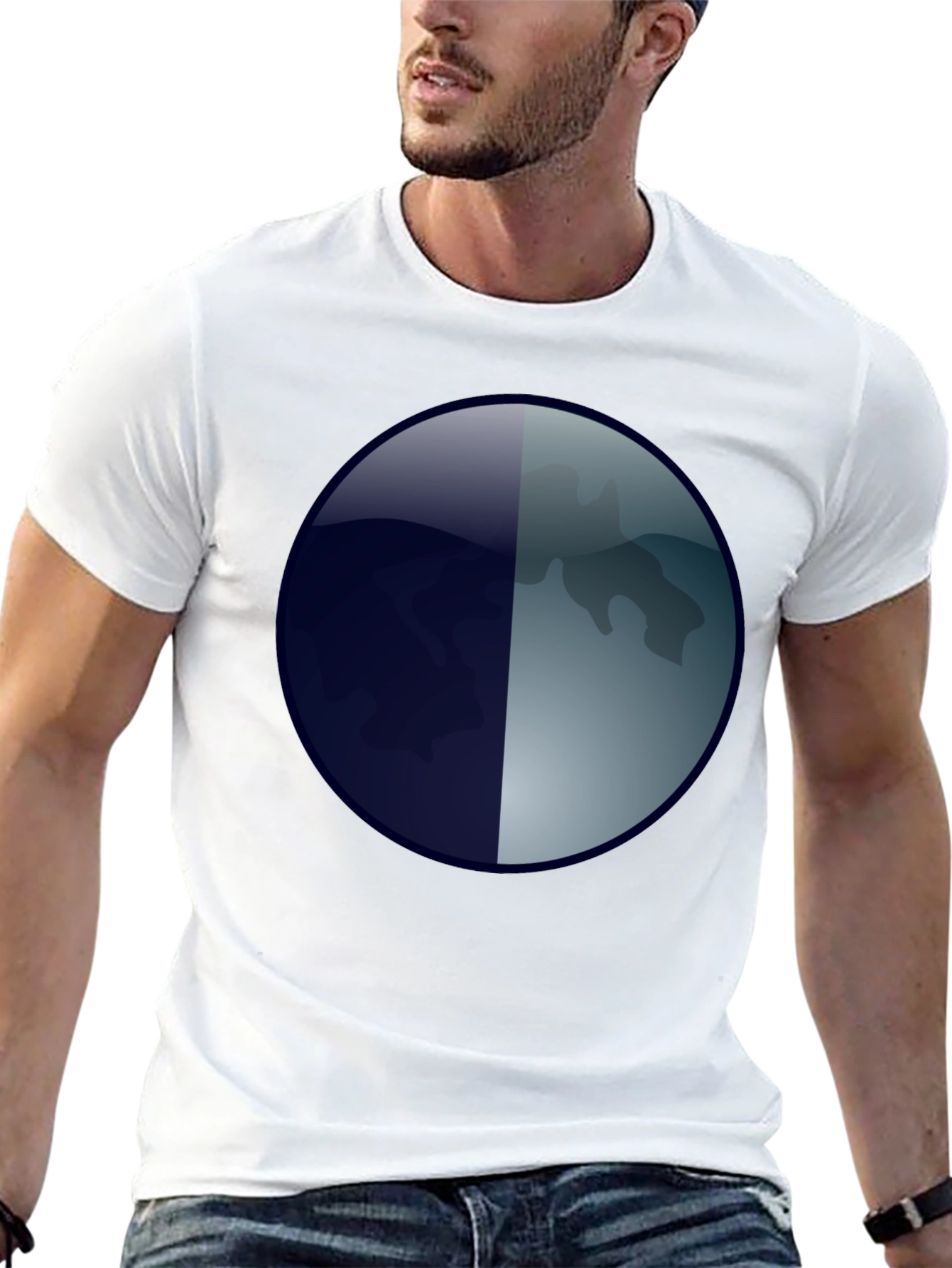 Abstract Moon Graphic T-Shirt - Mens Black Tee