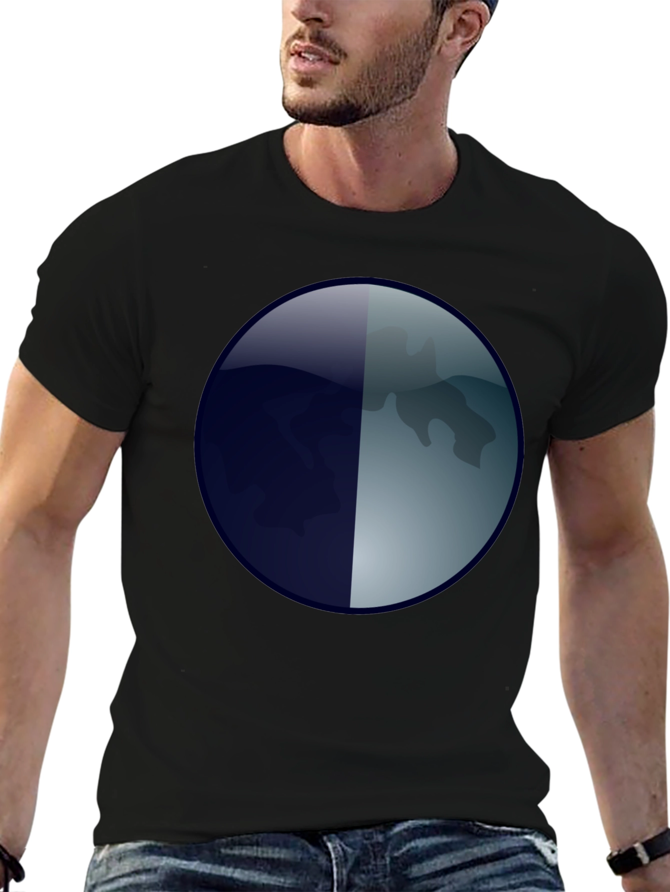 Abstract Moon Graphic T-Shirt - Mens Black Tee