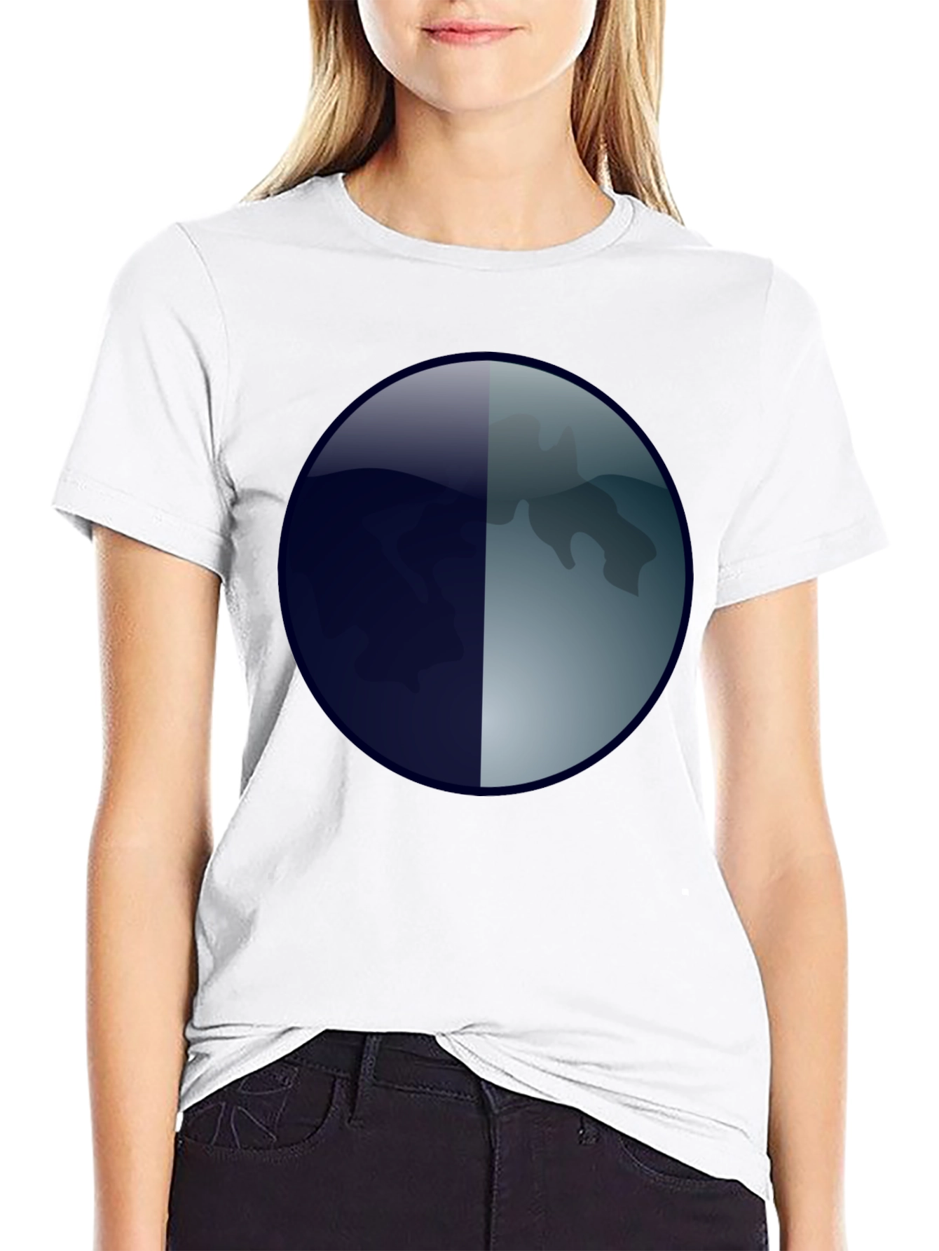 Abstract Moon Graphic T-Shirt - Mens Black Tee
