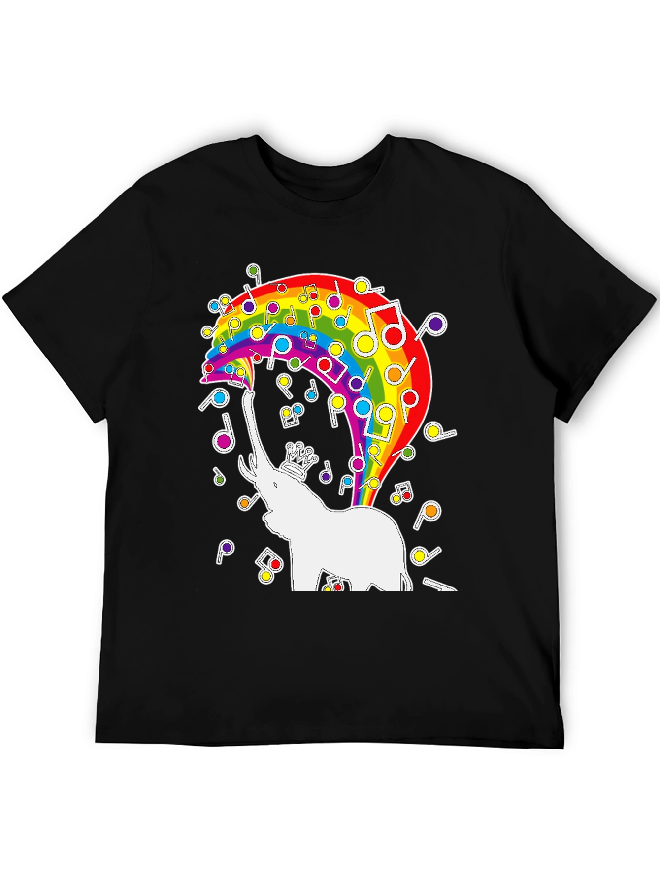 Rainbow Elephant Music Notes Graphic Tee