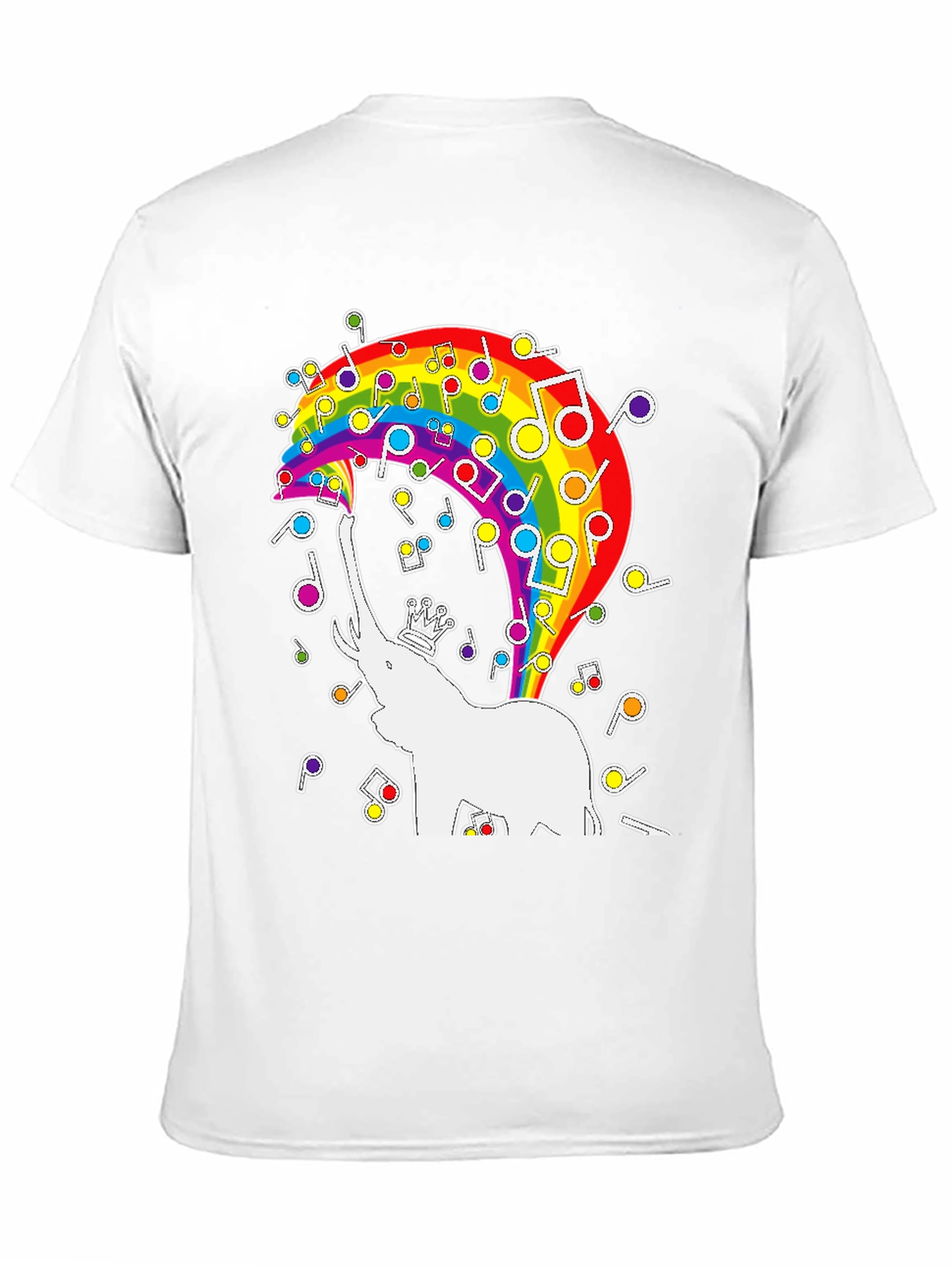 Rainbow Elephant Music Notes Graphic Tee