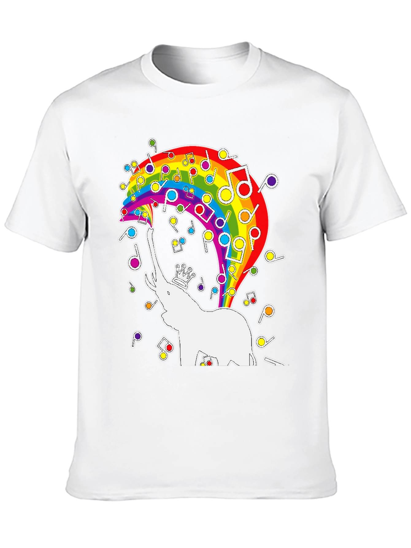 Rainbow Elephant Music Notes Graphic Tee