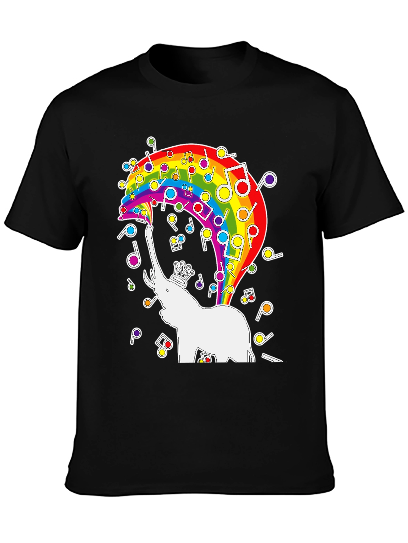 Rainbow Elephant Music Notes Graphic Tee