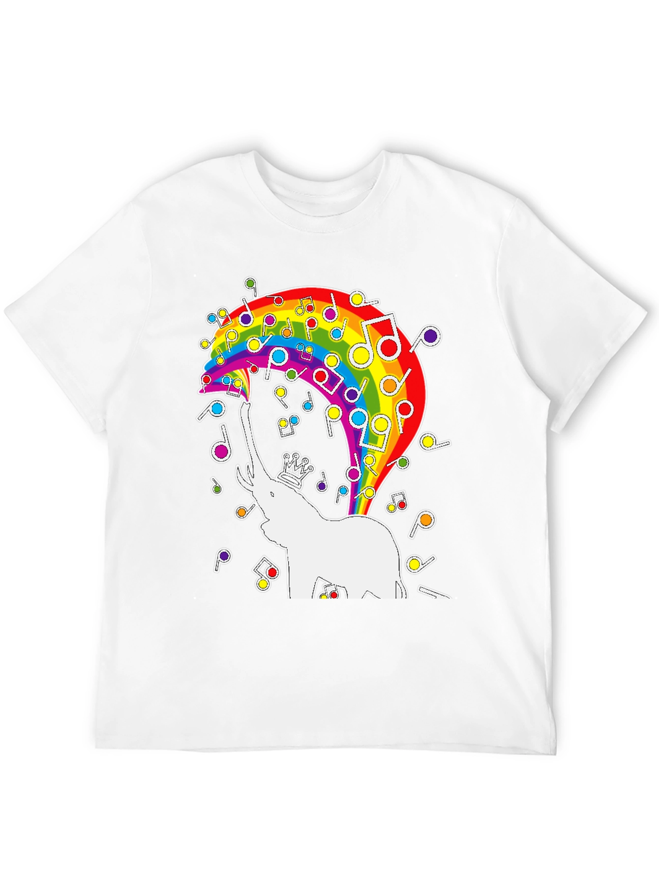Rainbow Elephant Music Notes Graphic Tee
