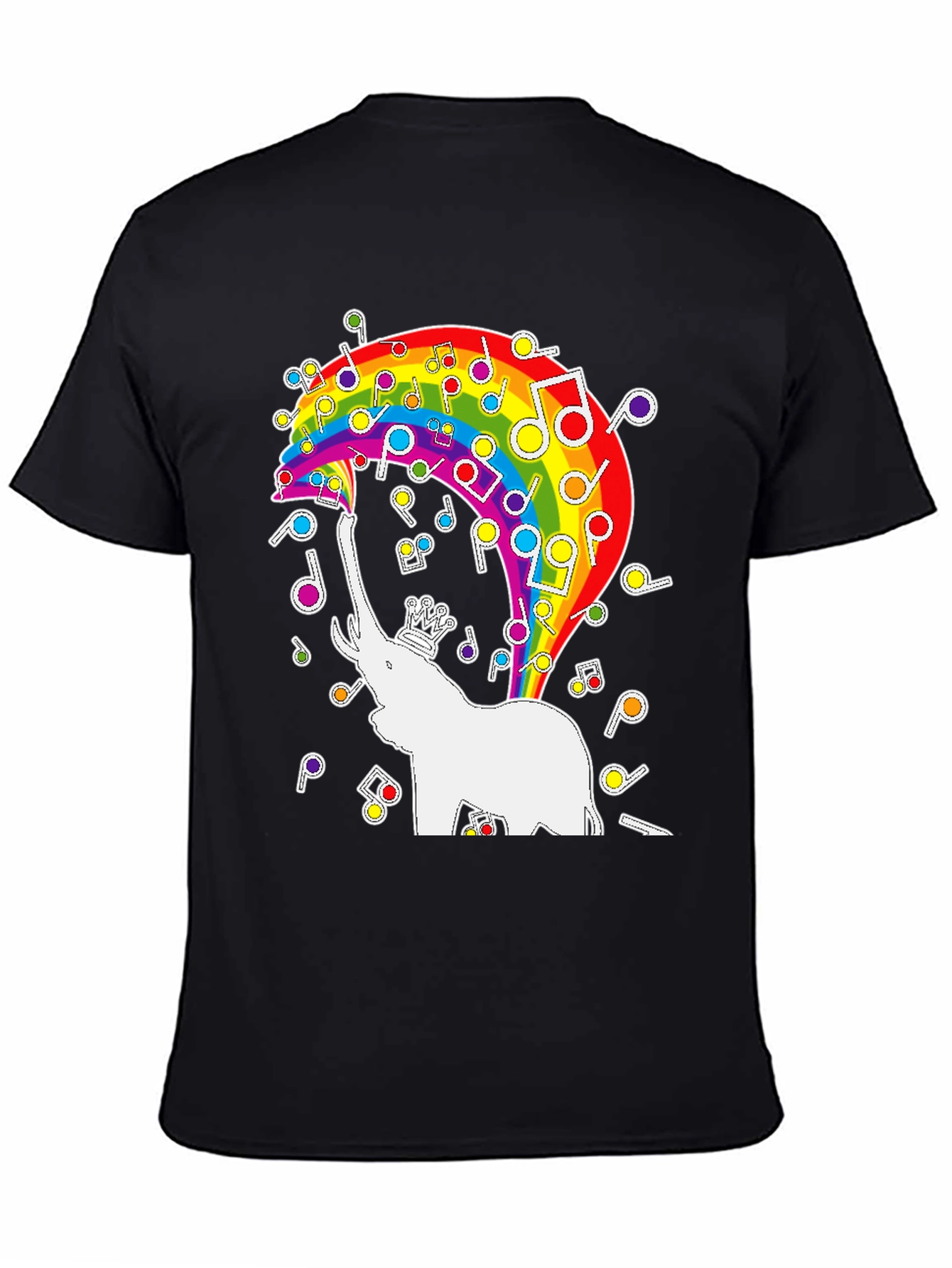 Rainbow Elephant Music Notes Graphic Tee