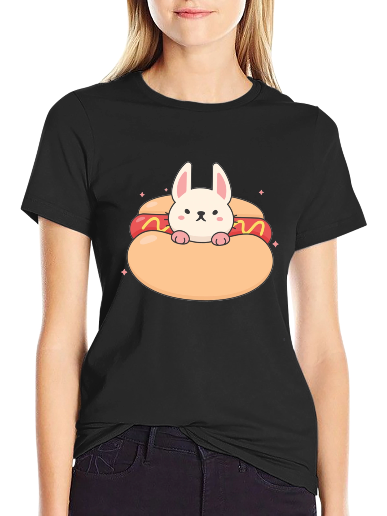 Bunny in a Hotdog T-Shirt: Cute & Comfy Tee