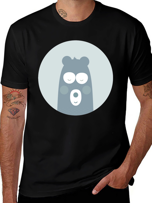 Cute Bear Graphic Black T-Shirt