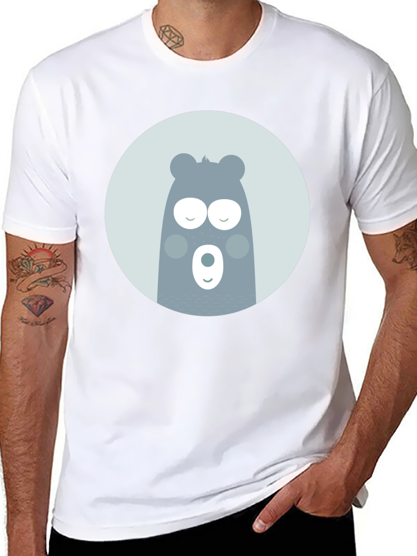 Cute Bear Graphic Black T-Shirt