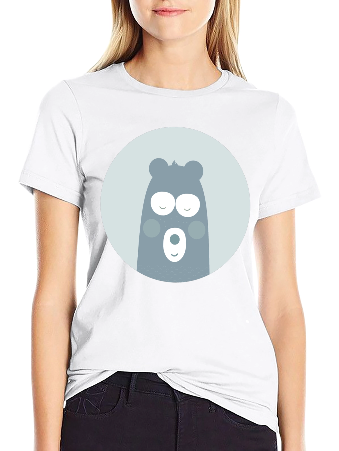 Cute Bear Graphic Black T-Shirt