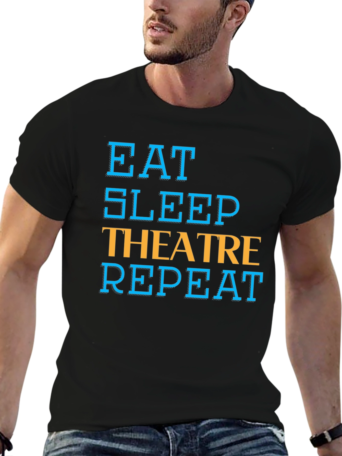 Eat Sleep Theatre Repeat T-Shirt - Black