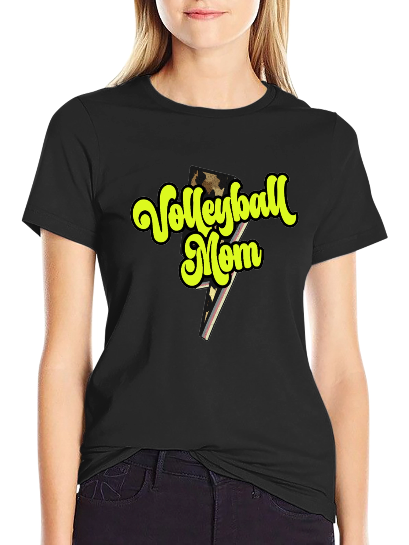 Volleyball Mom Graphic Tee - Black