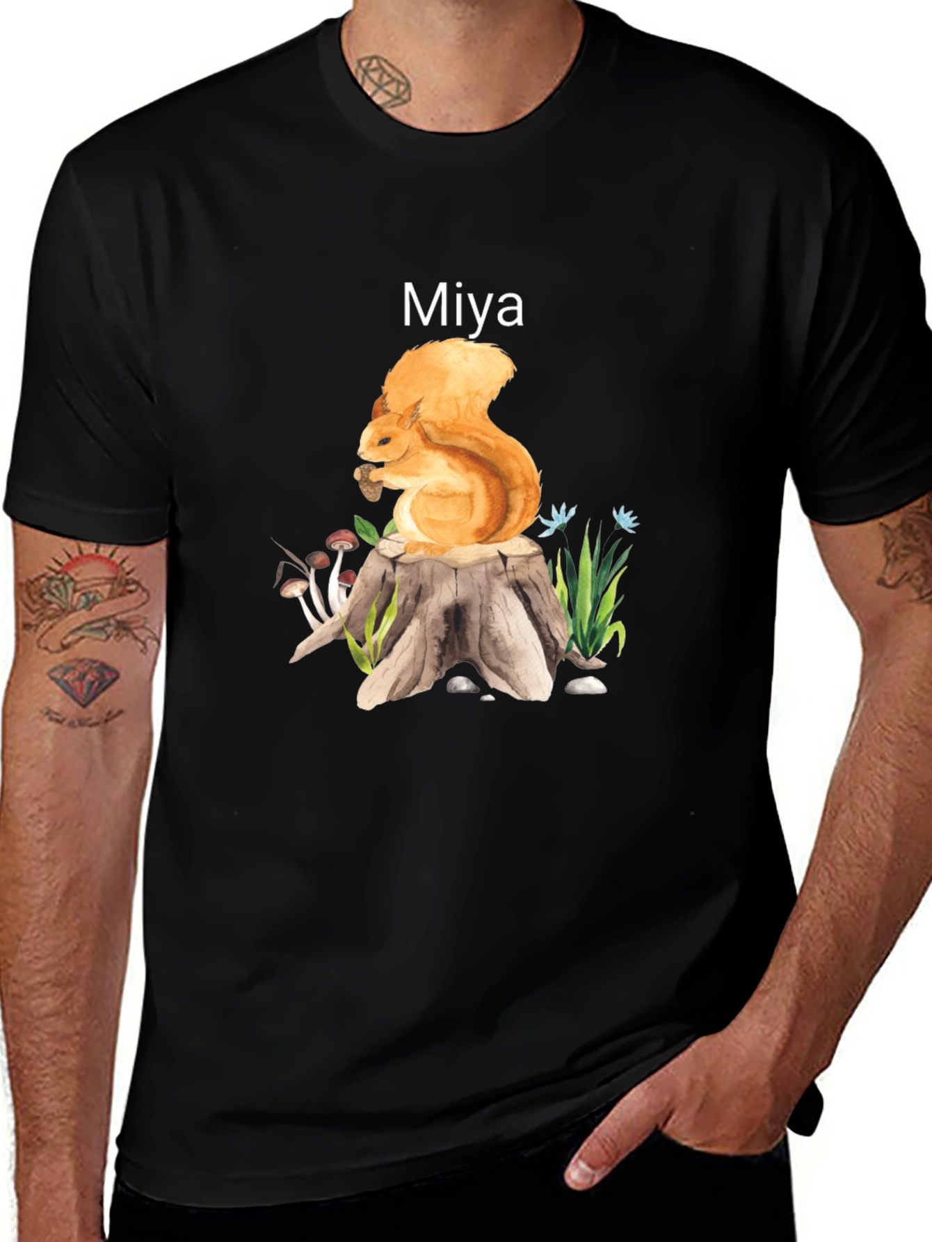 Squirrel on Stump Graphic Tee - Miya