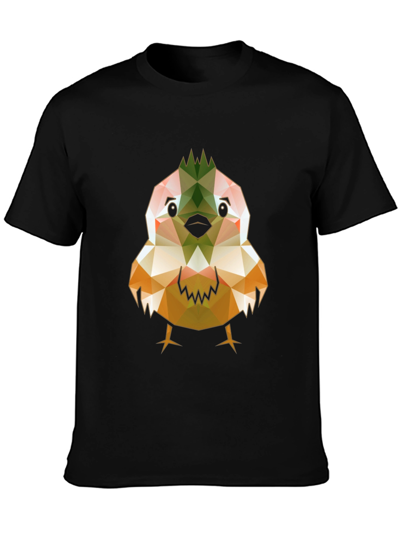 Geometric Bird Print Black T-Shirt