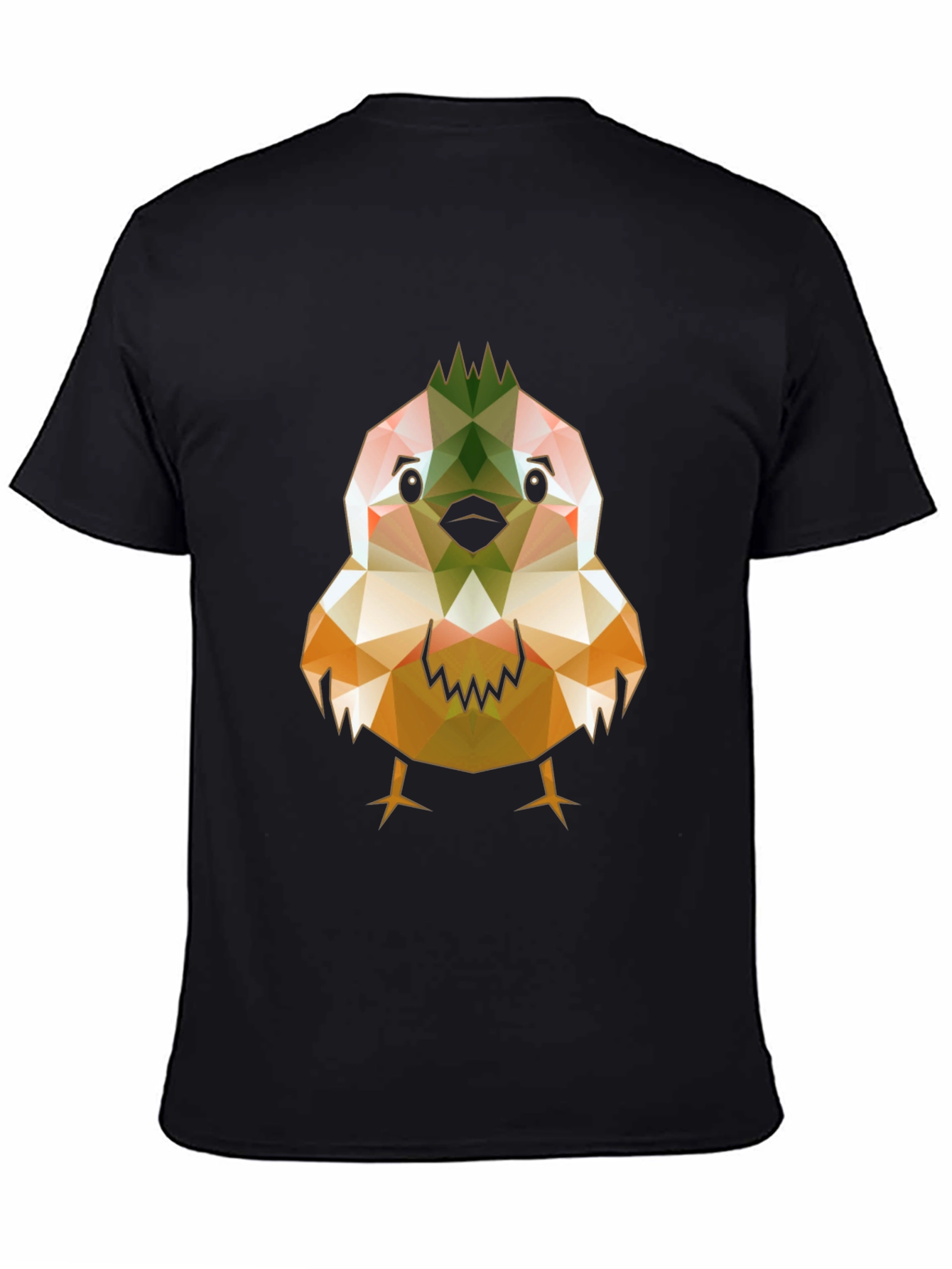 Geometric Bird Print Black T-Shirt