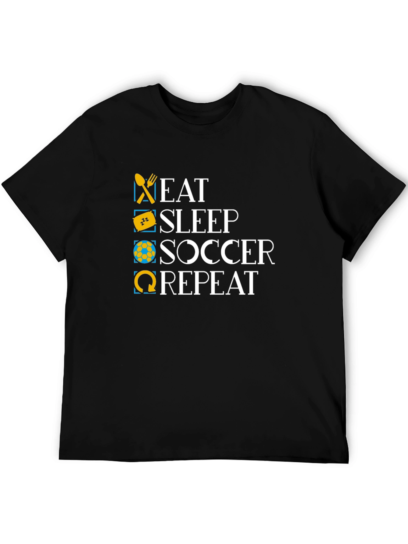 Eat Sleep Soccer Repeat Black T-Shirt