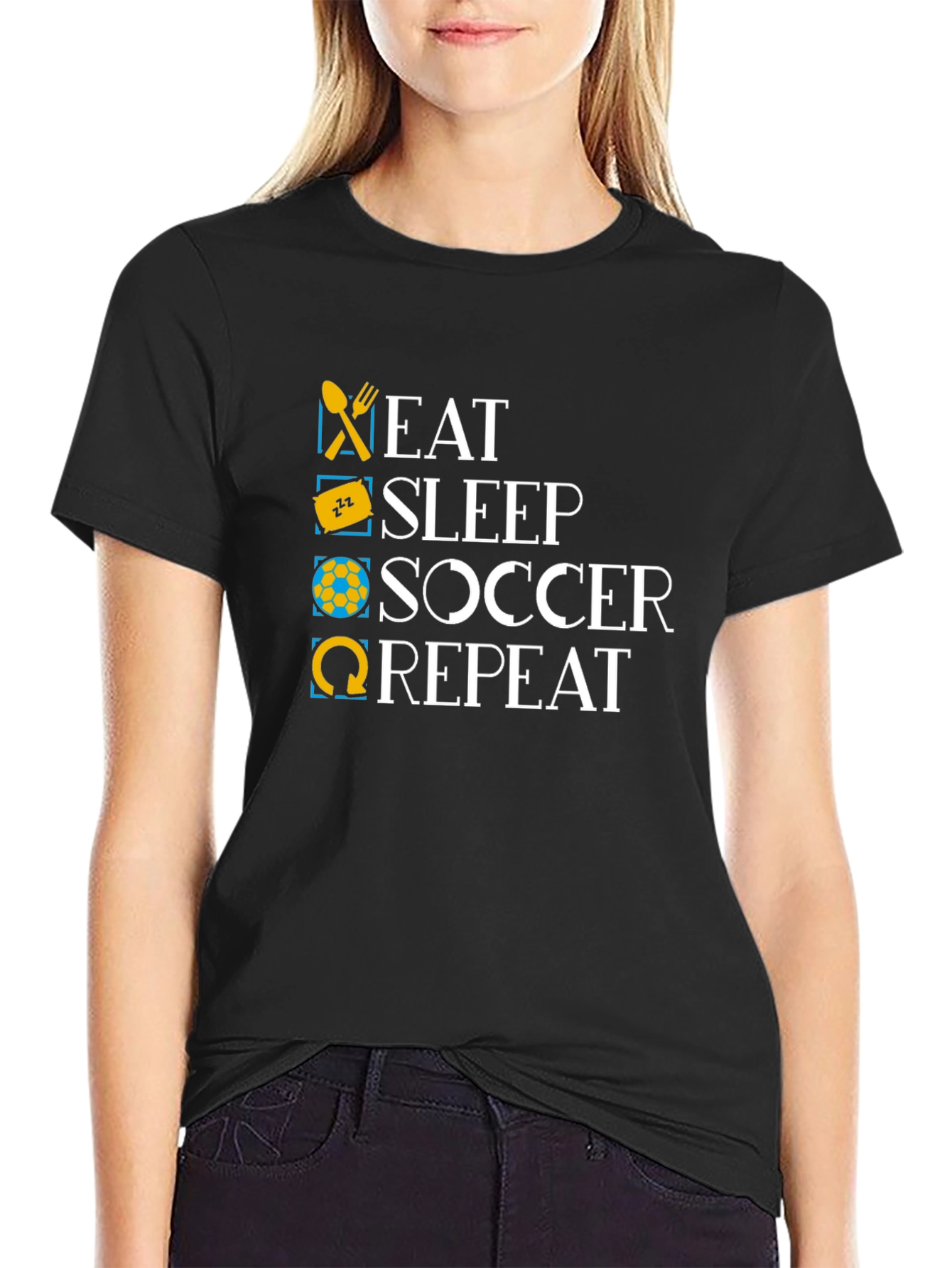 Eat Sleep Soccer Repeat Black T-Shirt