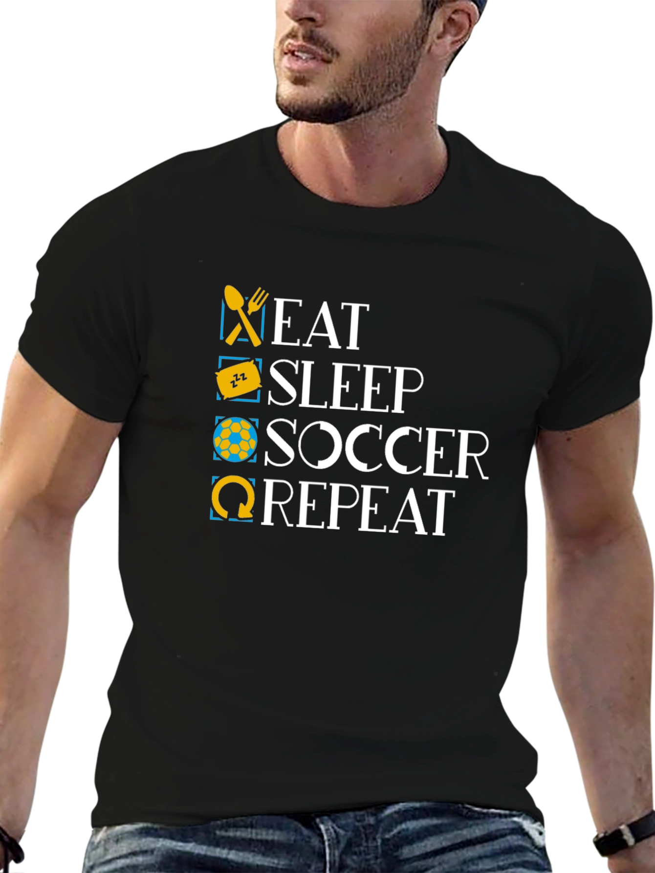 Eat Sleep Soccer Repeat Black T-Shirt